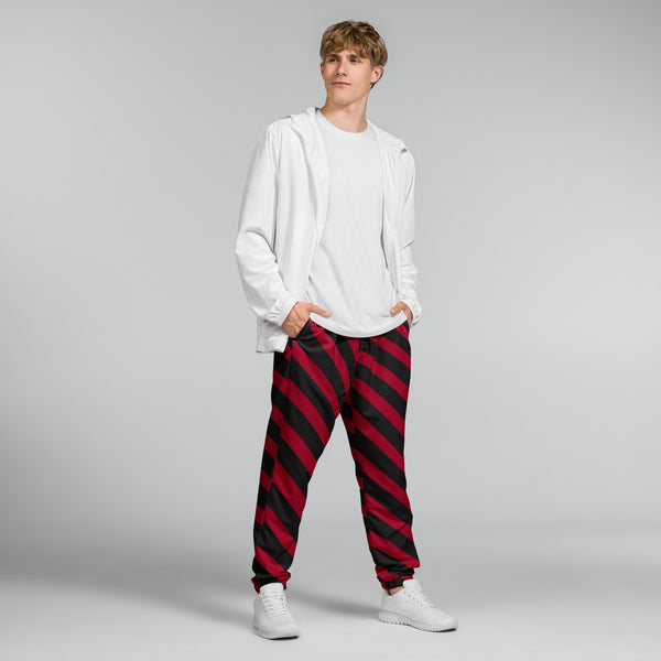 Red Black Striped Track Pants, Modern Luxury Best Breathable Casual Unisex Running Athletic Jogger Track Trouser Sweatpants Pants For Men and Women - Made in USA/EU/MX (US Size: XS-3XL)&nbsp;Track Pants For Men or Women, Best Mens Sweatpants, Women or Men Running Pants&nbsp;&nbsp;