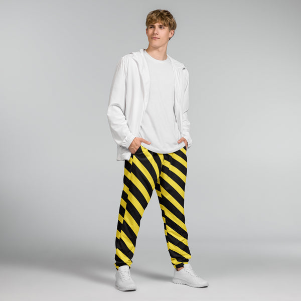 Yellow Black Striped Track Pants, Modern Luxury Best Breathable Casual Unisex Running Athletic Jogger Track Trouser Sweatpants Pants For Men and Women - Made in USA/EU/MX (US Size: XS-3XL) Track Pants For Men or Women, Best Mens Sweatpants, Women or Men Running Pants&nbsp;&nbsp;