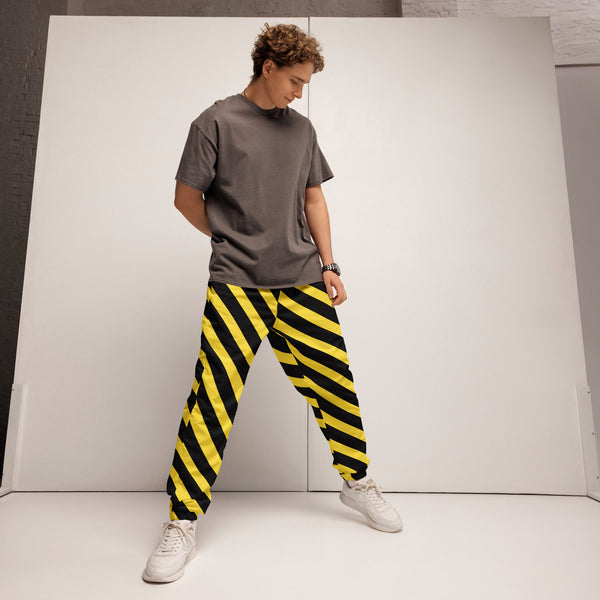 Yellow Black Striped Track Pants, Modern Luxury Best Breathable Casual Unisex Running Athletic Jogger Track Trouser Sweatpants Pants For Men and Women - Made in USA/EU/MX (US Size: XS-3XL) Track Pants For Men or Women, Best Mens Sweatpants, Women or Men Running Pants&nbsp;&nbsp;