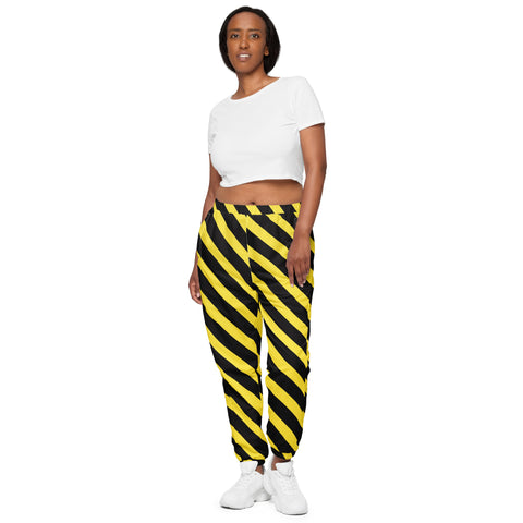 Yellow Black Striped Track Pants, Modern Luxury Best Breathable Casual Unisex Running Athletic Jogger Track Trouser Sweatpants Pants For Men and Women - Made in USA/EU/MX (US Size: XS-3XL) Track Pants For Men or Women, Best Mens Sweatpants, Women or Men Running Pants&nbsp;&nbsp;