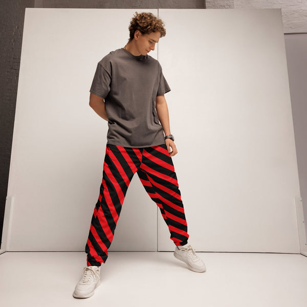 Red Black Striped Track Pants, Modern Luxury Best Breathable Casual Unisex Running Athletic Jogger Track Trouser Sweatpants Pants For Men and Women - Made in USA/EU/MX (US Size: XS-3XL)&nbsp;Track Pants For Men or Women, Best Mens Sweatpants, Women or Men Running Pants&nbsp;&nbsp;