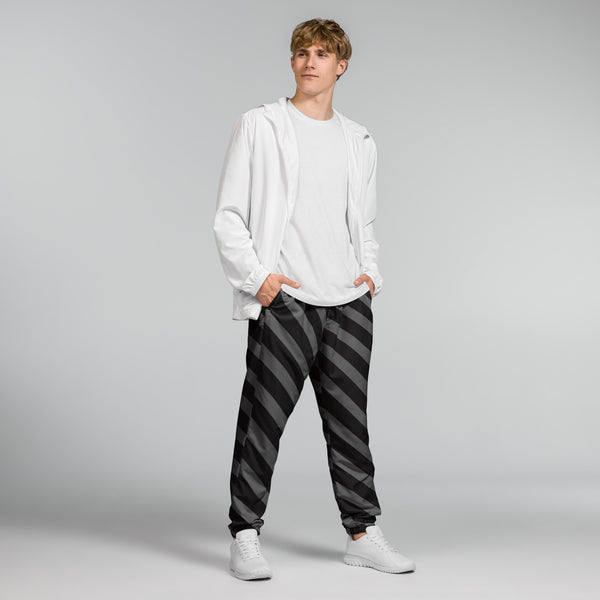 Grey Black Striped Track Pants, Modern Luxury Best Breathable Casual Unisex Running Athletic Jogger Track Trouser Sweatpants Pants For Men and Women - Made in USA/EU/MX&nbsp;Track Pants For Men or Women, Best Mens Sweatpants, Women or Men Running Pants&nbsp;&nbsp;