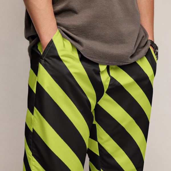 Green Black Striped Track Pants, Modern Luxury Best Breathable Casual Unisex Running Athletic Jogger Track Trouser Sweatpants Pants For Men and Women - Made in USA/EU/MX (US Size: XS-3XL)&nbsp;Track Pants For Men or Women, Best Mens Sweatpants, Women or Men Running Pants&nbsp;&nbsp;