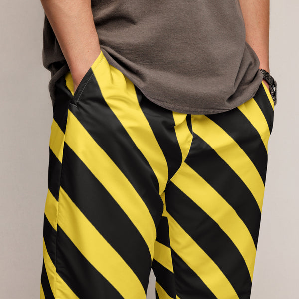 Yellow Black Striped Track Pants, Modern Luxury Best Breathable Casual Unisex Running Athletic Jogger Track Trouser Sweatpants Pants For Men and Women - Made in USA/EU/MX (US Size: XS-3XL) Track Pants For Men or Women, Best Mens Sweatpants, Women or Men Running Pants&nbsp;&nbsp;