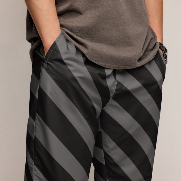 Grey Black Striped Track Pants, Modern Luxury Best Breathable Casual Unisex Running Athletic Jogger Track Trouser Sweatpants Pants For Men and Women - Made in USA/EU/MX&nbsp;Track Pants For Men or Women, Best Mens Sweatpants, Women or Men Running Pants&nbsp;&nbsp;