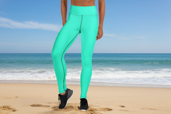 Turquoise Blue Women's tights, Solid Color Yoga Leggings