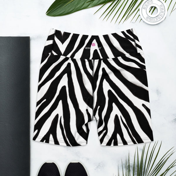 Black Zebra Print Yoga Shorts