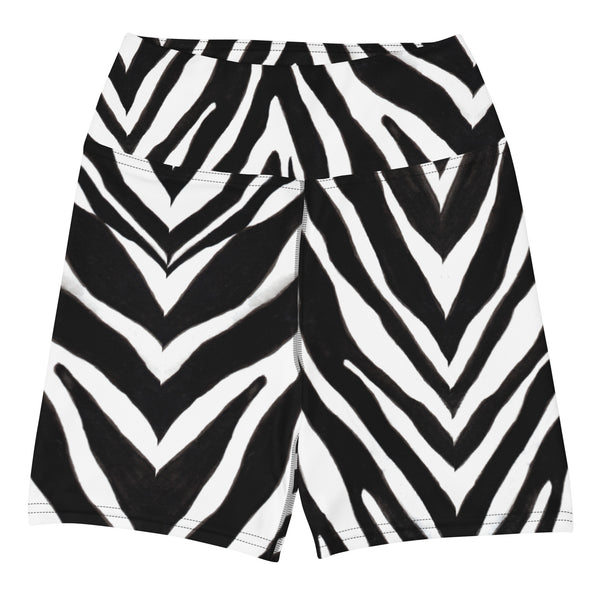 Black Zebra Print Yoga Shorts