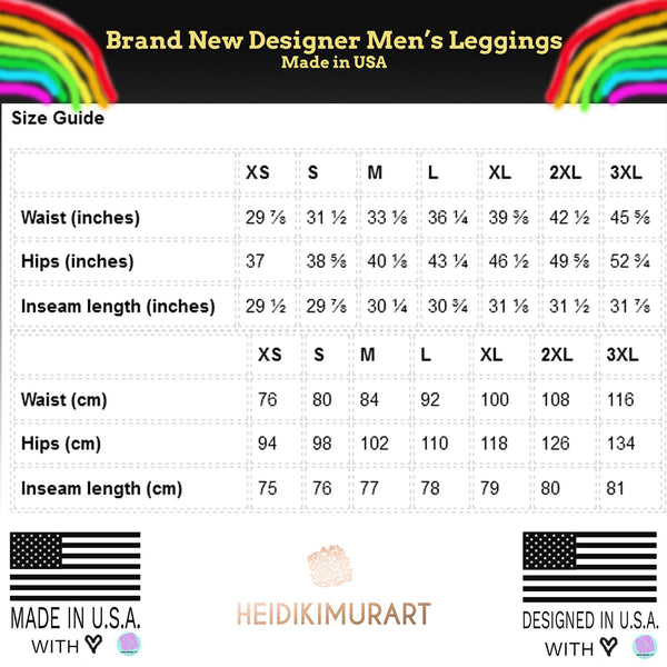 Diagonal Striped Rainbow Men's Leggings, Colorful Best Compression Tights For Men - Made in USA/EU/MX