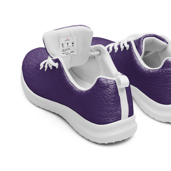 Purple Solid Color Men's Sneakers, Solid Color Modern Breathable Lightweight Best Premium Designer Men’s Lace-up Low Top Sneakers, Modern Essential Classic Every Day Best Quality Fashionable Running Casual Canvas Breathable Comfortable Running Shoes With White Laces and Padded Tongues and Thick Outsoles (US Size: 5-13)