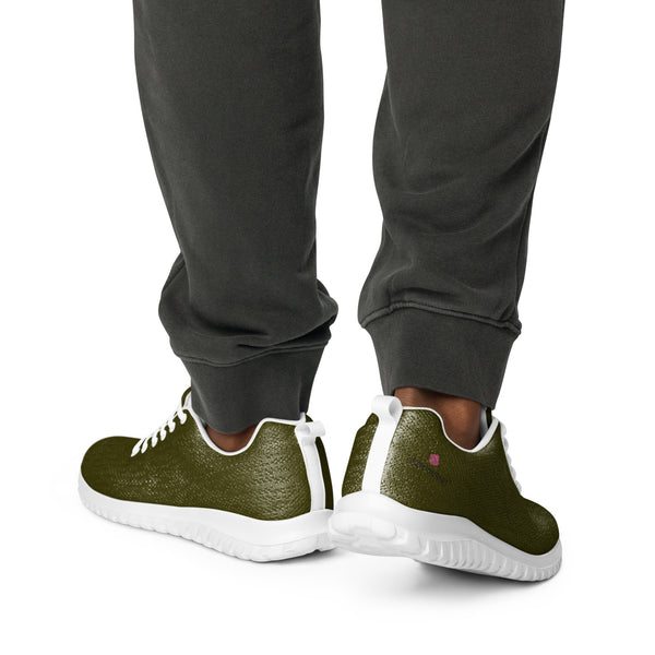 Pine Green Men's Athletic Sneakers, Solid Color Men's Sneakers, Solid Color Modern Breathable Lightweight Best Premium Designer Men’s Lace-up Low Top Sneakers, Modern Essential Classic Every Day Best Quality Fashionable Running Casual Canvas Breathable Comfortable Running Shoes With White Laces and Padded Tongues and Thick Outsoles (US Size: 5-13)