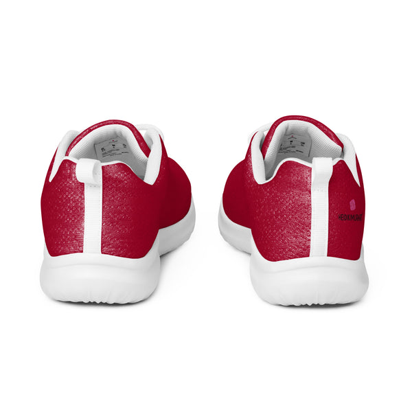 Red Solid Color Men's Sneakers, Solid Color Modern Breathable Lightweight Best Premium Designer Men’s Lace-up Low Top Sneakers, Modern Essential Classic Every Day Best Quality Fashionable Running Casual Canvas Breathable Comfortable Running Shoes With White Laces and Padded Tongues and Thick Outsoles (US Size: 5-13)