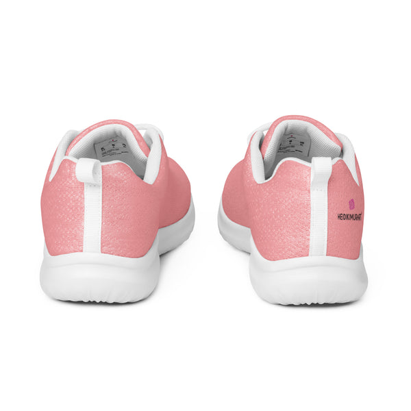 Pink Pastel Men’s Athletic Shoes, Solid Pink Color Men's Sneakers, Solid Color Modern Breathable Lightweight Best Premium Designer Men’s Lace-up Low Top Sneakers, Modern Essential Classic Every Day Best Quality Fashionable Running Casual Breathable Comfortable Running Shoes With White Laces and Padded Tongues and Thick Outsoles (US Size: 5-13)