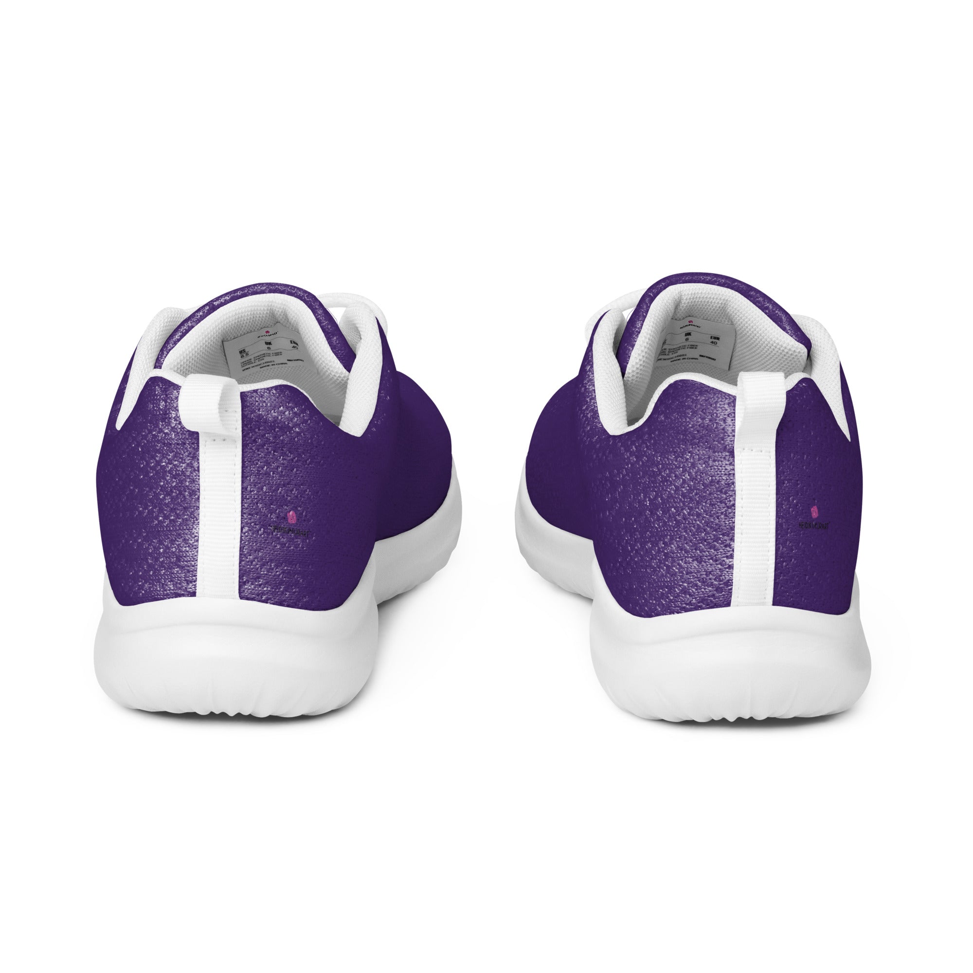 Dark Purple Men’s Athletic Shoes, Solid Purple Color Men's Sneakers, Solid Color Modern Breathable Lightweight Best Premium Designer Men’s Lace-up Low Top Sneakers, Modern Essential Classic Every Day Best Quality Fashionable Running Casual Breathable Comfortable Running Shoes With White Laces and Padded Tongues and Thick Outsoles (US Size: 5-13)