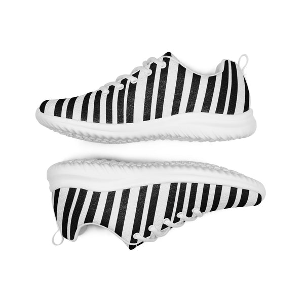 Black White Striped Men's Kicks, Stripes Modern Breathable Lightweight Best Premium Designer Men’s Lace-up Low Top Sneakers, Modern Essential Classic Every Day Best Quality Fashionable Running Casual Canvas Breathable Comfortable Running Shoes With White Laces and Padded Tongues and Thick Outsoles (US Size: 5-13)