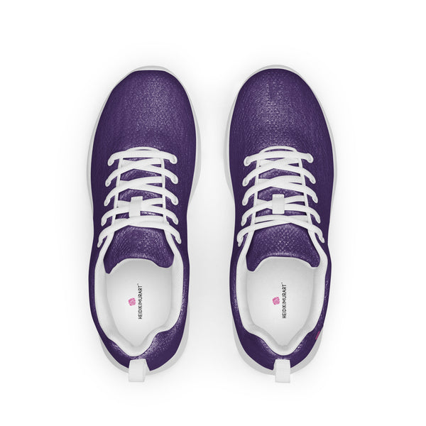 Purple Solid Color Men's Sneakers, Solid Color Modern Breathable Lightweight Best Premium Designer Men’s Lace-up Low Top Sneakers, Modern Essential Classic Every Day Best Quality Fashionable Running Casual Canvas Breathable Comfortable Running Shoes With White Laces and Padded Tongues and Thick Outsoles (US Size: 5-13)