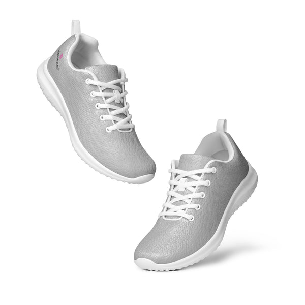 Grey Solid Color Men's Sneakers, Light Grey Solid Color Modern Breathable Lightweight Best Premium Designer Men’s Lace-up Low Top Sneakers, Modern Essential Classic Every Day Best Quality Fashionable Running Casual Canvas Breathable Comfortable Running Shoes With White Laces and Padded Tongues and Thick Outsoles (US Size: 5-13)