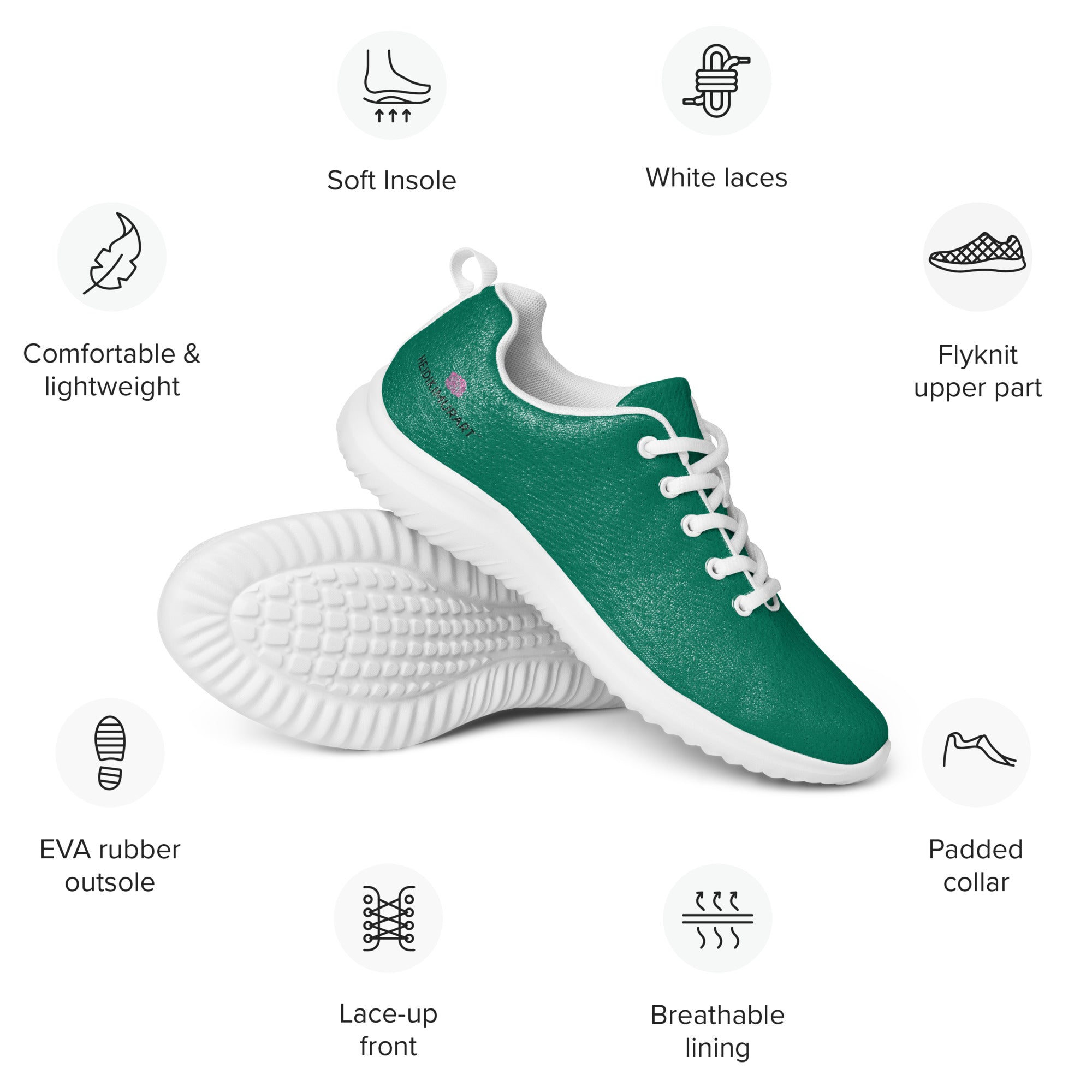 Green&nbsp;Solid Color Men's Sneakers, Solid Color Modern Breathable Lightweight Best Premium Designer Men’s Lace-up Low Top Sneakers, Modern Essential Classic Every Day Best Quality Fashionable Running Casual Canvas Breathable Comfortable Running Shoes With White Laces and Padded Tongues and Thick Outsoles (US Size: 5-13)