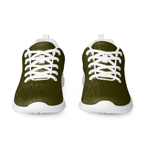Pine Green Color Men's Sneakers, Solid Color Modern Breathable Lightweight Men’s Athletic Shoes (US Size: 5-13)