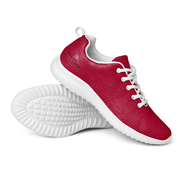 Red Solid Color Men's Sneakers, Solid Color Modern Breathable Lightweight Best Premium Designer Men’s Lace-up Low Top Sneakers, Modern Essential Classic Every Day Best Quality Fashionable Running Casual Canvas Breathable Comfortable Running Shoes With White Laces and Padded Tongues and Thick Outsoles (US Size: 5-13)