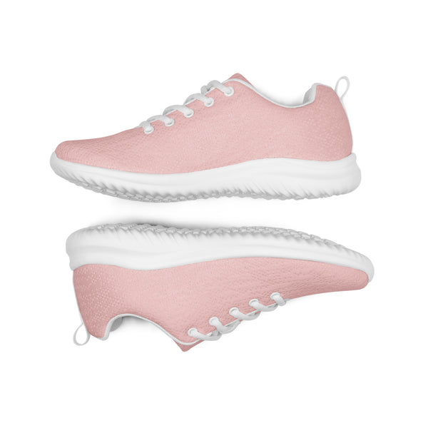 Pastel Pink Men’s Aathletic Shoes, Solid Pink Color Modern Breathable Lightweight Men’s Athletic Shoes (US Size: 5-13)