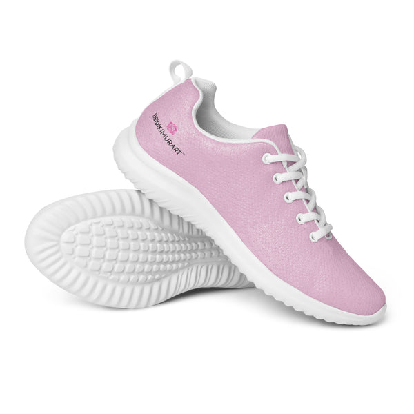 Cute Pink Men’s Athletic Shoes, Solid Pink Color Modern Breathable Lightweight Men’s Athletic Shoes (US Size: 5-13)