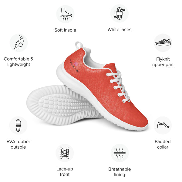 Orange Men’s Athletic Shoes, Solid Orange Color Men's Sneakers, Solid Color Modern Breathable Lightweight Best Premium Designer Men’s Lace-up Low Top Sneakers, Modern Essential Classic Every Day Best Quality Fashionable Running Casual Breathable Comfortable Running Shoes With White Laces and Padded Tongues and Thick Outsoles (US Size: 5-13)