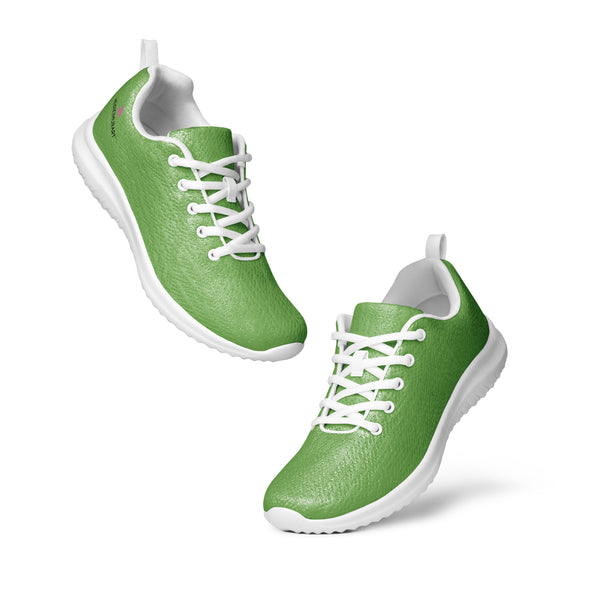 Light Green Men’s Athletic Shoes, Solid Green Color Men's Sneakers, Solid Color Modern Breathable Lightweight Best Premium Designer Men’s Lace-up Low Top Sneakers, Modern Essential Classic Every Day Best Quality Fashionable Running Casual Breathable Comfortable Running Shoes With White Laces and Padded Tongues and Thick Outsoles (US Size: 5-13)