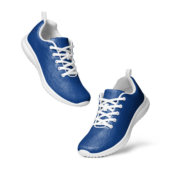 Bright Blue Men's Kicks, Blue Solid Color Men's Sneakers, Solid Color Modern Breathable Lightweight Best Premium Designer Men’s Lace-up Low Top Sneakers, Modern Essential Classic Every Day Best Quality Fashionable Running Casual Breathable Comfortable Running Shoes With White Laces and Padded Tongues and Thick Outsoles (US Size: 5-13)