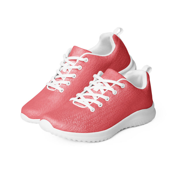 Pink Solid Color Men's Sneakers, Solid Peach Pink Color Modern Breathable Lightweight Best Premium Designer Men’s Lace-up Low Top Sneakers, Modern Essential Classic Every Day Best Quality Fashionable Running Casual Canvas Breathable Comfortable Running Shoes With White Laces and Padded Tongues and Thick Outsoles (US Size: 5-13)