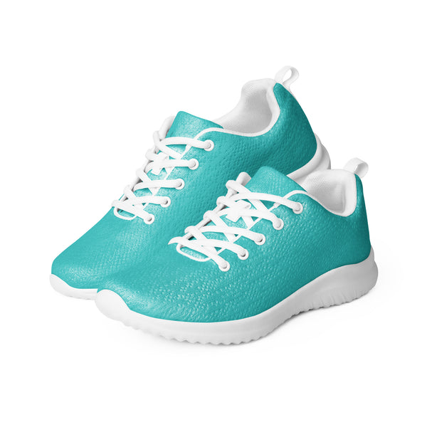 Blue Solid Color Men's Sneakers, Solid Turquoise Blue Color Modern Breathable Lightweight Best Premium Designer Men’s Lace-up Low Top Sneakers, Modern Essential Classic Every Day Best Quality Fashionable Running Casual Canvas Breathable Comfortable Running Shoes With White Laces and Padded Tongues and Thick Outsoles (US Size: 5-13)