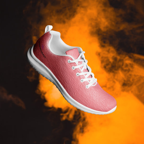 Pink Solid Color Men's Sneakers, Solid Peach Pink Color Modern Breathable Lightweight Best Premium Designer Men’s Lace-up Low Top Sneakers, Modern Essential Classic Every Day Best Quality Fashionable Running Casual Canvas Breathable Comfortable Running Shoes With White Laces and Padded Tongues and Thick Outsoles (US Size: 5-13)
