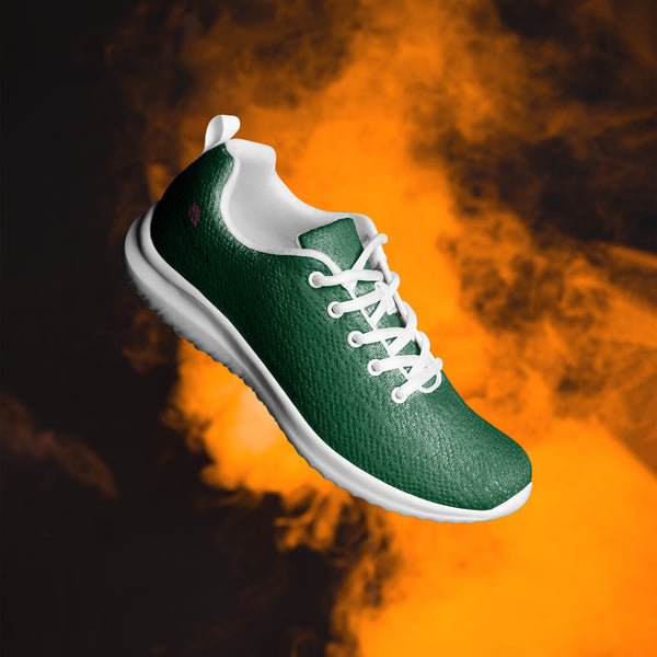 Dark Green Color Men's Sneakers, Solid Color Men’s athletic shoes