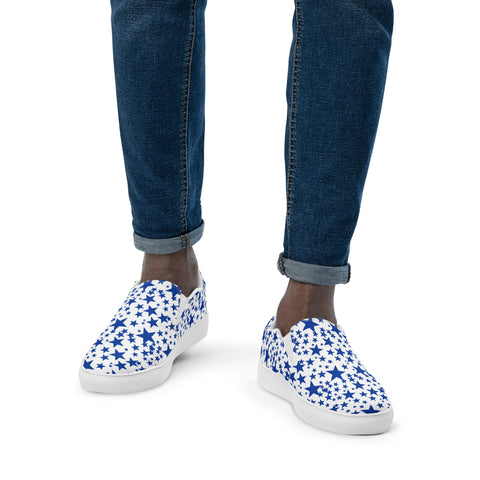 Blue Stars Men's Slip Ons, Men’s slip-on canvas shoes