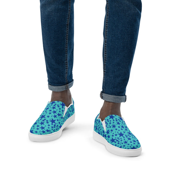 Blue Stars Men's Slip Ons, Men’s slip-on canvas shoes