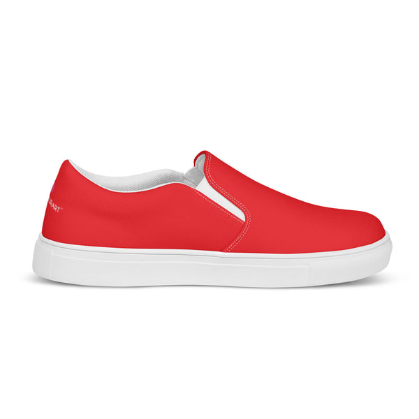 Red Solid Color Men's Shoes, Best Men’s slip-on canvas shoes