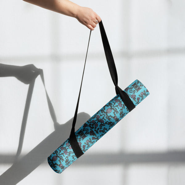 Blue Floral Yoga Mat