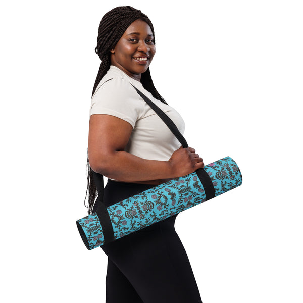 Blue Floral Yoga Mat