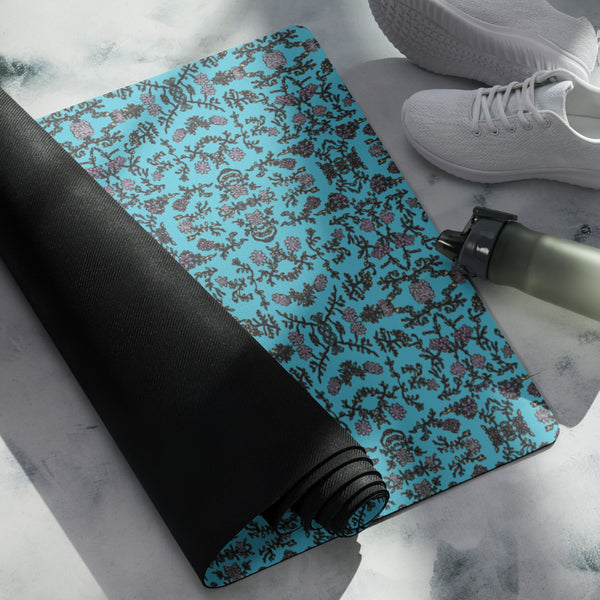 Blue Floral Yoga Mat