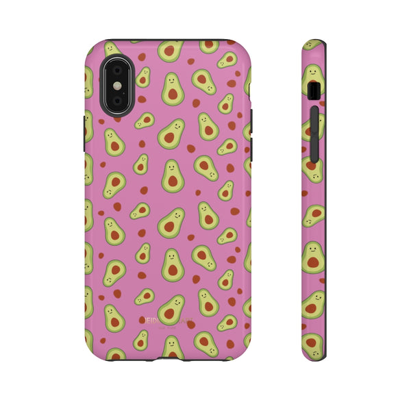 Pink Avocado Print Phone Case, Tough Designer Phone Case For Vegan Lovers -Made in USA-Phone Case-Printify-iPhone XS-Glossy-Heidi Kimura Art LLC