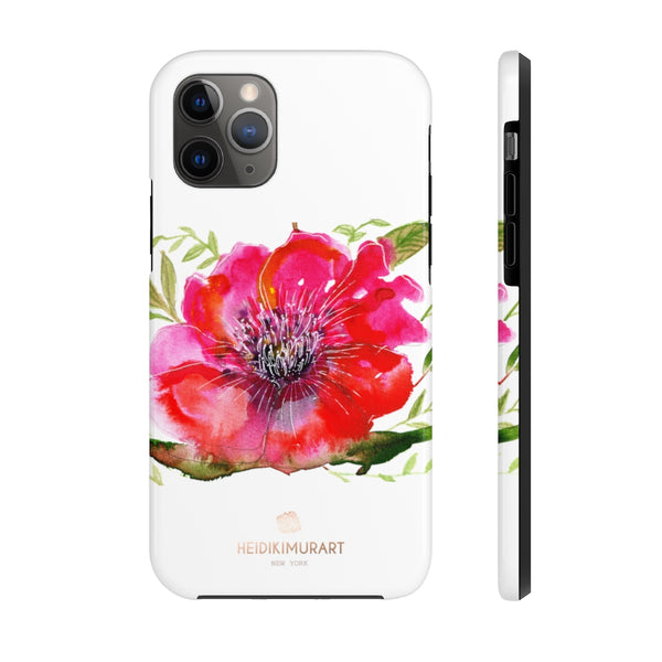 Red Hibiscus Floral Print Phone Case, Flower Case Mate Tough Phone Cases-Made in USA - Heidikimurart Limited 