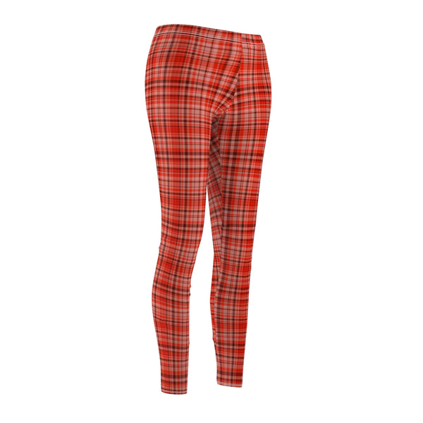 Red Plaid Print Casual Leggings