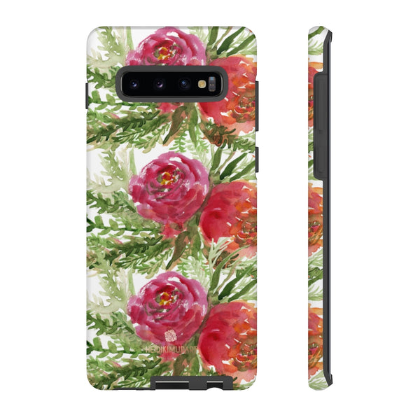 Red Orange Floral Phone Case, Flower Print Tough Designer Phone Case -Made in USA-Phone Case-Printify-Samsung Galaxy S10 Plus-Matte-Heidi Kimura Art LLC