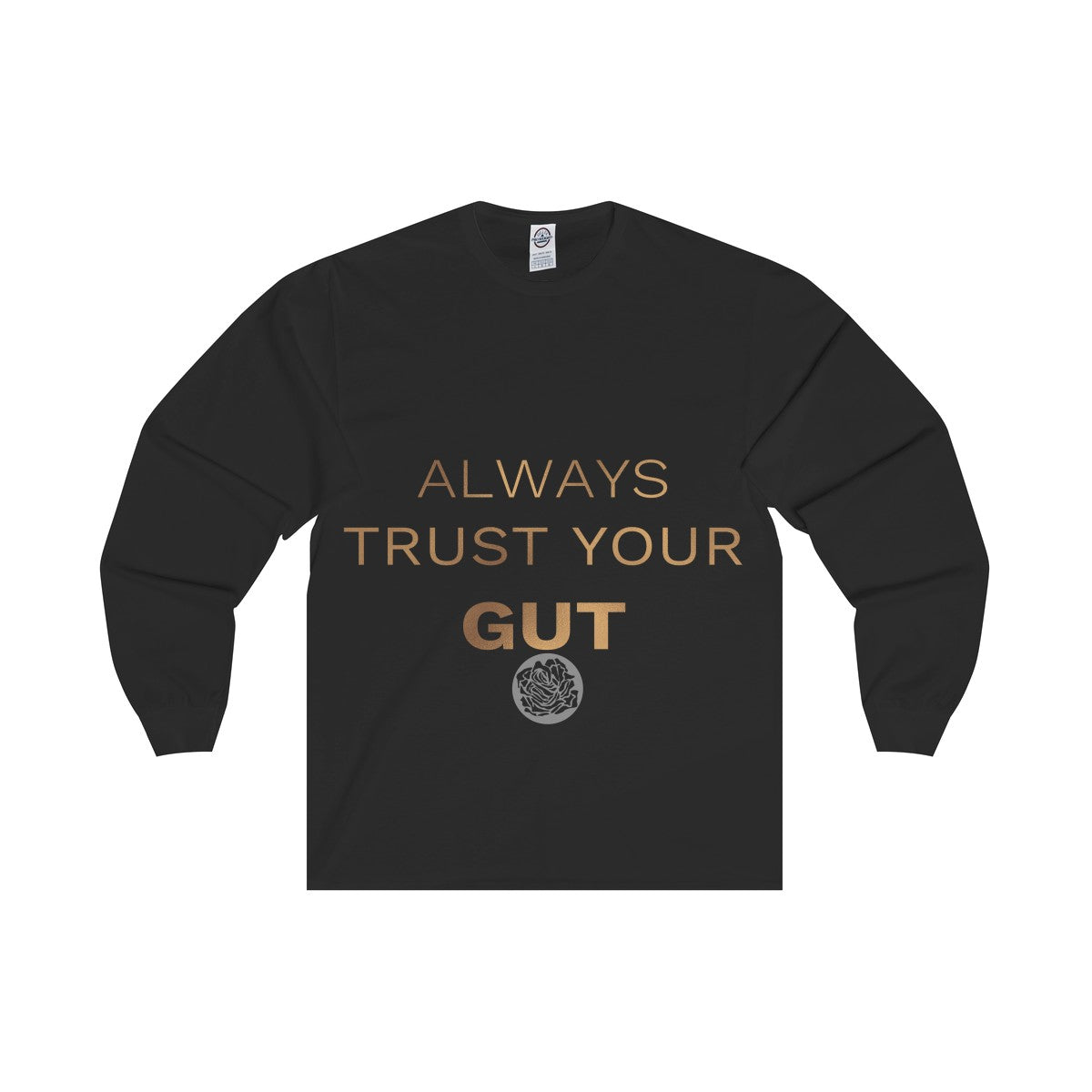 Unisex Long Sleeve Tee w/"Always Trust Your Gut" Invitational Quote -Made in USA-Long-sleeve-Black-L-Heidi Kimura Art LLC