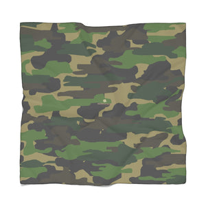Green Camo Poly Scarf, Army Military Print Lightweight Fashion