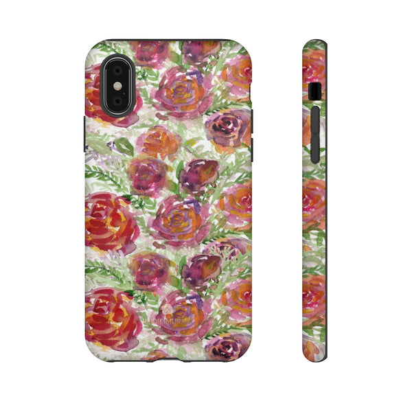 Pink Rose Floral Phone Case, Flower Print Tough Designer Phone Case -Made in USA-Phone Case-Printify-iPhone X-Matte-Heidi Kimura Art LLC