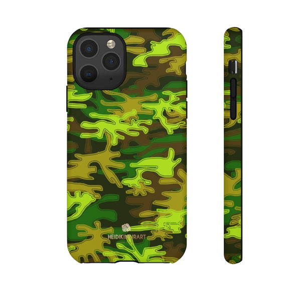 Green Camouflage Phone Case, Army Military Print Tough Designer Phone Case -Made in USA-Phone Case-Printify-iPhone 11 Pro-Matte-Heidi Kimura Art LLC