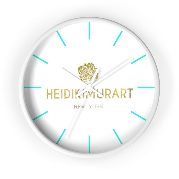 Heidi Kimura Art in Gold Foil Color 10 inch Diameter Wall Clock - Made in USA-Wall Clock-White-White-Heidi Kimura Art LLC