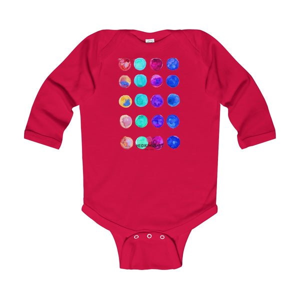 Polka Dots Printed Cute Super Soft Cotton Infant Long Sleeve Bodysuit - Made in UK-Kids clothes-Red-12M-Heidi Kimura Art LLC