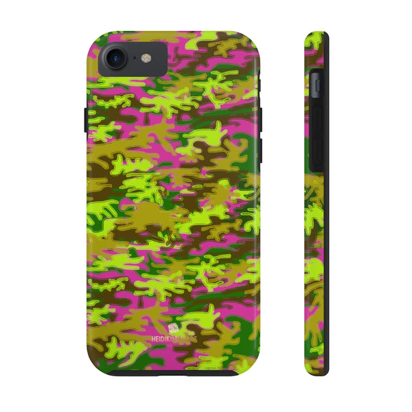Hot Pink Green Camo iPhone Case, Case Mate Tough Samsung Galaxy Phone Cases-Phone Case-Printify-iPhone 7, iPhone 8 Tough-Heidi Kimura Art LLC